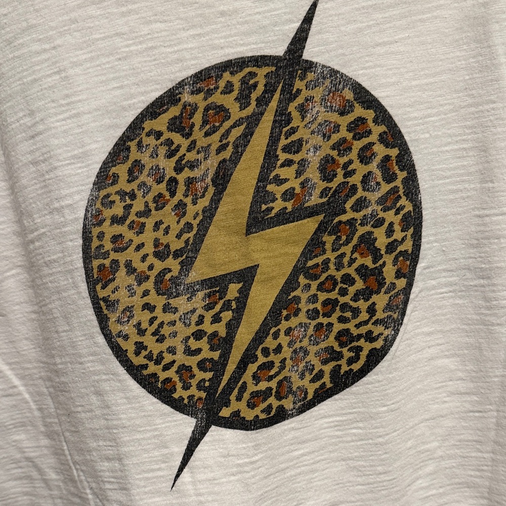 The Original Retro Brand White Tee with Leopard Print and Lightning Bolt - Picture 2 of 5